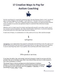 A PDF document with the header "Creative ways to pay for autism coaching - Untitled Page" and a lot of text.